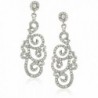Bridal Wedding Crystal Rhinestone Swirl Vintage Dangle Earrings Silver Clear - CK11DIZZJCP