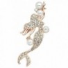 Gyn&Joy Woman Fashion Jewelry Mermaid Crystal Brooch Pins Clothes Accessorie With Pearl BZ015 - C717Z5OCMA2