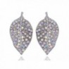 Alilang Silvery Tone Aurore Boreale Crystal Rhinestone Spring Dew Leaf Pair Stud Earrings - C511811XCAL