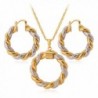 U7 Two Tone Gold Plated Pendant Necklace & Big Round Hoop Earrings Women Jewelry Sets - C011AIWQ6OF