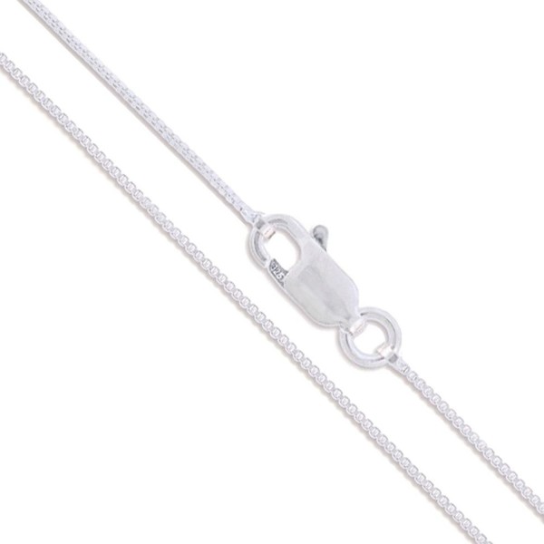 Sterling Silver 1.3mm Box Chain Necklace - Lobster Clasp - C5180DE9H3Q