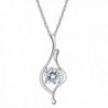 BriLove Women 925 Sterling Silver Cubic Zirconia Elegant Ribbon Round Solitaire Pendant Necklace Clear - CE185SD6D8I
