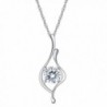 BriLove Women 925 Sterling Silver Cubic Zirconia Elegant Ribbon Round Solitaire Pendant Necklace Clear - CE185SD6D8I