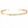 MANZHEN Open Cuff Bangle with Words "I AM FEARLESS" Inscription Bangle Bracelet for Women - Gold - CM12KVCACEL