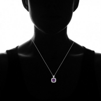 Jewelili Sterling Cushion Amethyst Necklace in Women's Pendants