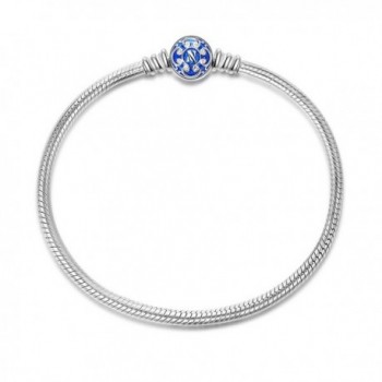 NinaQueen 925 Sterling Silver Snake Chain Bracelet with Blue Clasp Charms-Endearing Gifts For Her - C011ZD5A963