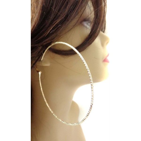 Large Hoop Earrings Gold Textured Hoop Earrings Gold Tone Hoops 3.5 Inch - C21271N7QMZ