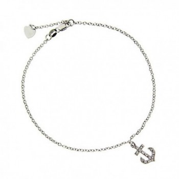 Sterling Silver CZ Anchor Charm Ankle Bracelet - CA111C524F3