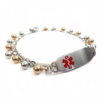 MyIDDr - Pre-Engraved & Customized Ladies Ladies Diabetic ID Bracelet- Steel Raindrop - C211HUM2Y2Z