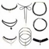 Start Women Girls Fashion Elastic Choker Necklace Set Tattoo Lace Adjustable Collars - CD12NYQAKD9