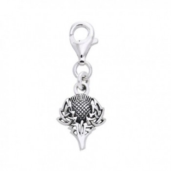 Scottish Spirit of Alba Thistle Celtic Knot Art Sterling Silver Clip-On Charm - CL114AMEK15