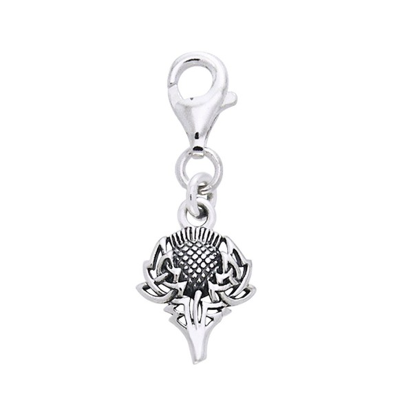 Scottish Spirit of Alba Thistle Celtic Knot Art Sterling Silver Clip-On Charm - CL114AMEK15