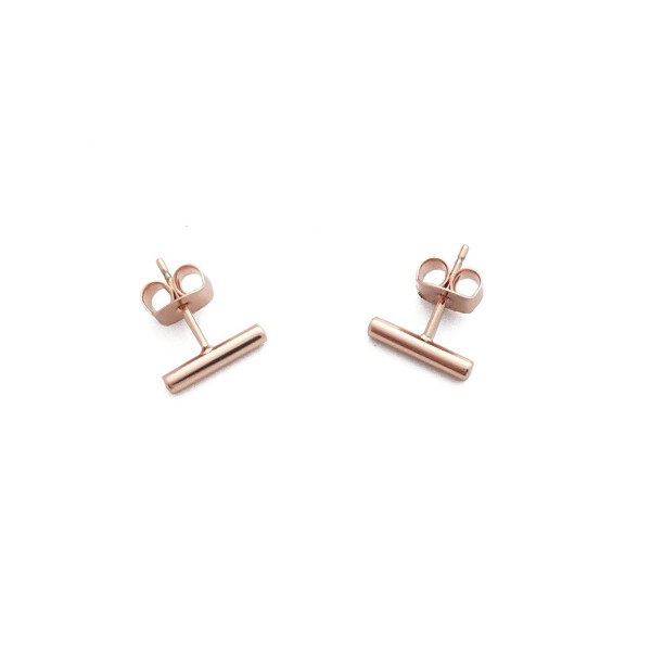 HONEYCAT Rounded Bar Stud Earrings in Gold- Rose Gold- or Silver | Minimalist- Delicate Jewelry - Rose Gold - C512F5S6GTH