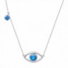 Eye Necklace 925 Sterling Silver Blue Cubic Zirconia Lucky Hamsa Evil Eye Charm Necklace Gift For Women- 18" - C11884NL0NS