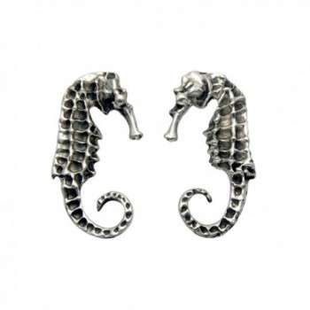 Large Sterling Silver Seahorse Stud Earrings - CB11DQ1JVKR