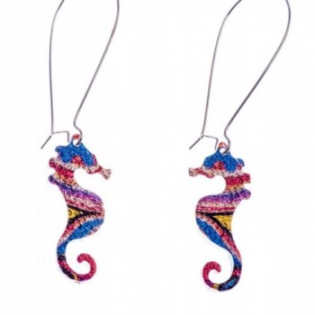 Women's Art Deco Sea Life Animal Colorful Hoop Earrings by Shagwear Seahorse - CS11FA0NB9D