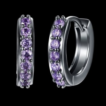 Huggie Earrings Amethyst Zirconia Plated