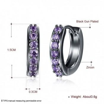 Huggie Earrings Amethyst Zirconia Plated in Women's Hoop Earrings