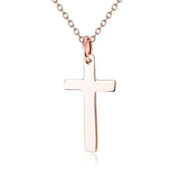 Rose Sterling Silver Cross Necklace - CD182XZIWHU