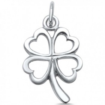 Sterling Silver Plain Solid Four Leaf Clover Good Luck Charm Pendant - CC1859025XQ