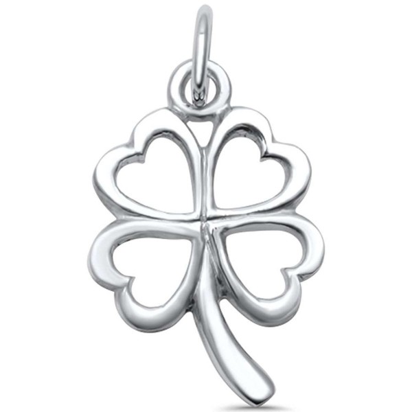 Sterling Silver Plain Solid Four Leaf Clover Good Luck Charm Pendant - CC1859025XQ