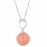 925 Sterling Silver Pendant Necklace Made in England with Genuine Swаrovski Simulated Coral Pink Pearl - C917YOOA24W