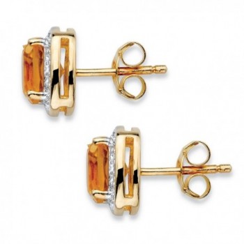 Genuine Citrine Diamond Gold Plated Earrings