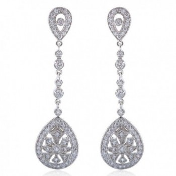 EVER FAITH Bridal Art Deco Classical Gatsby Inspired Pave Cubic Zirconia Chandelier Earrings - CA11MM591X5