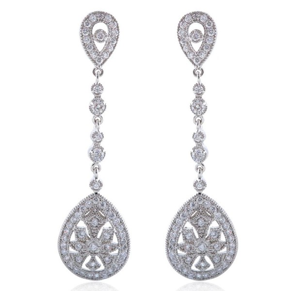 EVER FAITH Bridal Art Deco Classical Gatsby Inspired Pave Cubic Zirconia Chandelier Earrings - CA11MM591X5