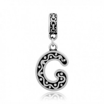 GemStorm Stainless Steel Dangling Alphabet Letter A-Z Charm Bead For European Snake Chain Bracelets - G - CT17XHR343C