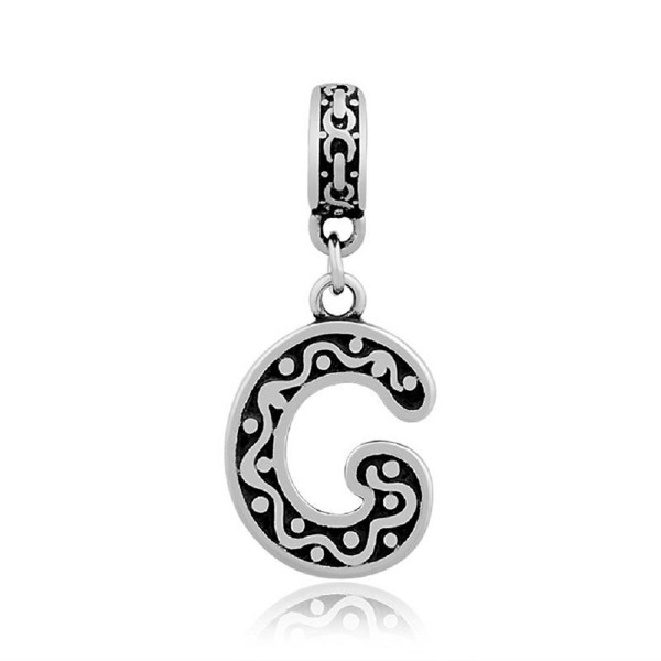 GemStorm Stainless Steel Dangling Alphabet Letter A-Z Charm Bead For European Snake Chain Bracelets - G - CT17XHR343C