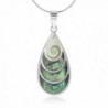 925 Sterling Silver Beautiful Shiva Eye and Abalone Shell Inlay Teardrop Pendant Necklace- 18" - CQ12BT357ZB