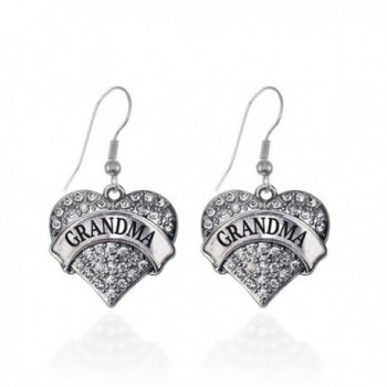 Grandma Pave Heart Earrings French Hook Clear Crystal Rhinestones - C21240L3SZF