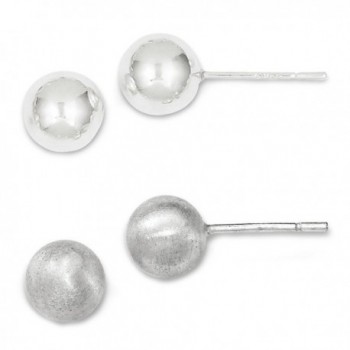 Designs by Nathan Classic 925 Silver Hollow Ball Stud Earrings Assorted Sizes Polished & Satin Finishes - CH12KH1AE35