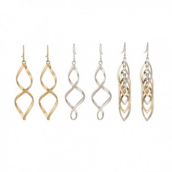 Lureme Punk Gold and Silver Tone Twisted Spiral Zinc Alloy Earrings Set 3 Pairs (02004774) - CB129J3VDM9