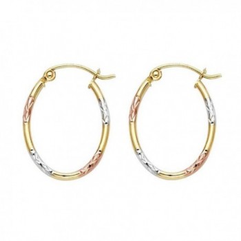 Women's 14k Tricolor Gold 1.5mm Wide Diamond Cut Tube Hoop Earrings (0.78 in x 0.59 in) - CJ12IIVNNIZ