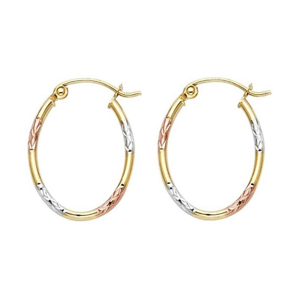 Women's 14k Tricolor Gold 1.5mm Wide Diamond Cut Tube Hoop Earrings (0.78 in x 0.59 in) - CJ12IIVNNIZ