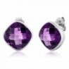 12.00 Ct 925 Sterling Silver Stunning Amethyst Gemstone Birthstone Cushion Stud Earrings For Women - CH11NR9JWVB