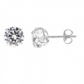 14k Solid White Gold 5mm Cubic Zirconia Stud Earrings 1ct Basket Setting - CD119CUHL49