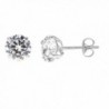 14k Solid White Gold 5mm Cubic Zirconia Stud Earrings 1ct Basket Setting - CD119CUHL49