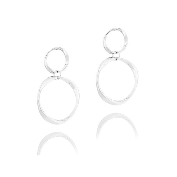 Double Twisted Hoop Drop Women's Dangle Earrings by Dokreil - Silver - CB189IIQ74I