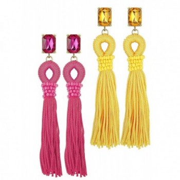Jstyle 2-3 Pairs Dangle Earrings for Women Girls Drop Earrings Tassel Cubic Zirconia - D: 2 Pairs Yellow+Rose - CH183KX4G5O