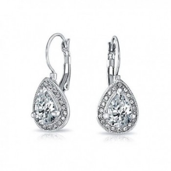 Bling Jewelry Rhodium Plated Alloy 2.25ct CZ Crystal Teardrop Leverback Earrings - C111IK0KP4F