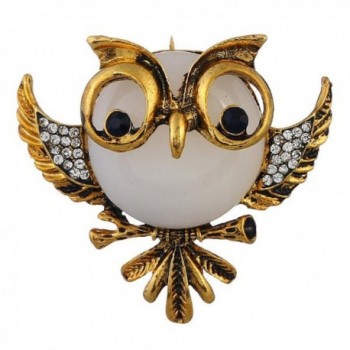 Demarkt Brooch Pins-Vintage Owl Brooch for Wedding Party (Gold white) - CC1803H0GXM