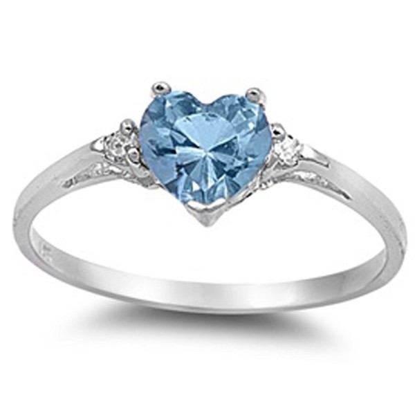 Simulated Aquamarine Heart White Zirconia - Simulated Aquamarine - CR11COWT68L