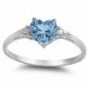 Simulated Aquamarine Heart White Zirconia - Simulated Aquamarine - CR11COWT68L