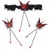 RareLove Vampire Gothic Choker Necklace And Earrings Set Butterfly Red Rhinestone Tassel Charm - C912N29U5NM