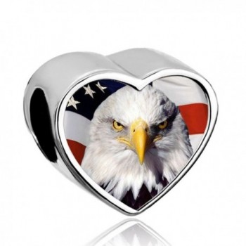 DemiJewelry American Flag Bead Heart Photo Charms fit Charm Bracelet - CV183283Z48