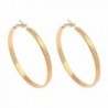 Gold Polished Fashion Floral Embossed Flat Band Hoop Earrings (5mm x 60mm) - C312NVEBXM3