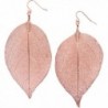 Humble Chic Gold Tone Earrings Lightweight - Rose Gold-Tone Dipped Natural Leaf - CB11W95CIYH